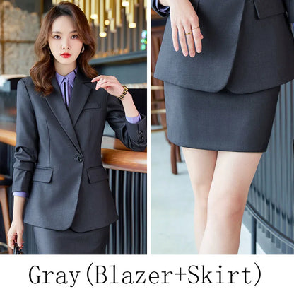 Elegant Women Spring 2025 New Style Professional Suit Single Button Slim Blazer And Skirts & Pants Office Ladies Work Wear
