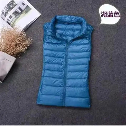 2024 New Women Ultra Light Down Vests Slim Sleeveless Jacket Portable Girl Lightweight Windproof Waistcoat Female Tank Tops Coat