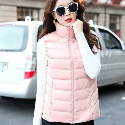 2024 New Women Ultra Light Down Vests Slim Sleeveless Jacket Portable Girl Lightweight Windproof Waistcoat Female Tank Tops Coat