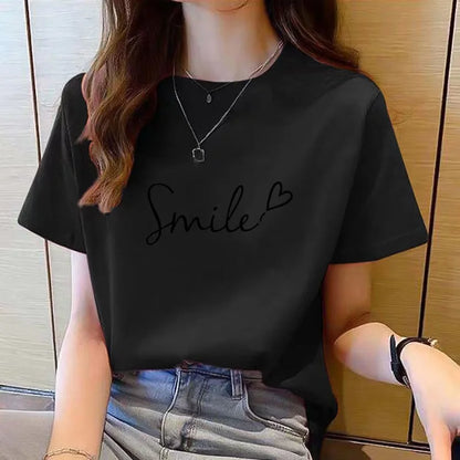 tshirt women top short sleeve t shirts New Korean t shirt for Women t shirt  Round Neck  Fashion tshirt woman tops printed