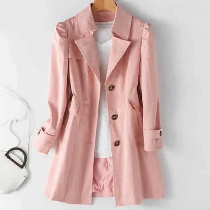 2025 New Spring Autumn Trench Coat Women Korean Double Breasted Mid-Long Female Trench Coat Overcoat Windbreaker Ladies Outerwea