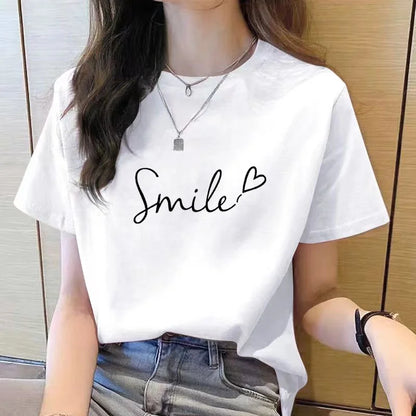 tshirt women top short sleeve t shirts New Korean t shirt for Women t shirt  Round Neck  Fashion tshirt woman tops printed