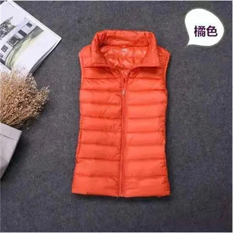 2024 New Women Ultra Light Down Vests Slim Sleeveless Jacket Portable Girl Lightweight Windproof Waistcoat Female Tank Tops Coat