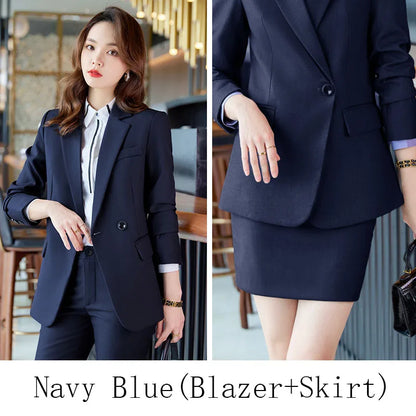 Elegant Women Spring 2025 New Style Professional Suit Single Button Slim Blazer And Skirts & Pants Office Ladies Work Wear
