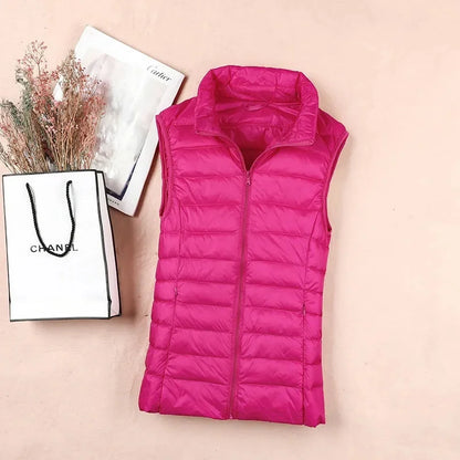 2024 New Women Ultra Light Down Vests Slim Sleeveless Jacket Portable Girl Lightweight Windproof Waistcoat Female Tank Tops Coat