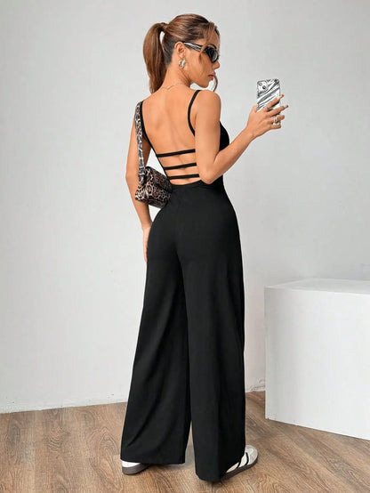 New elegant women's shoulder strap jumpsuit for spring, summer, and autumn